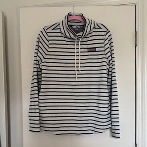 Vineyard Vines Striped Cowl Neck Sweater - Navy and White